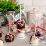 Cake pops on a stick and wrapped for valentines day.