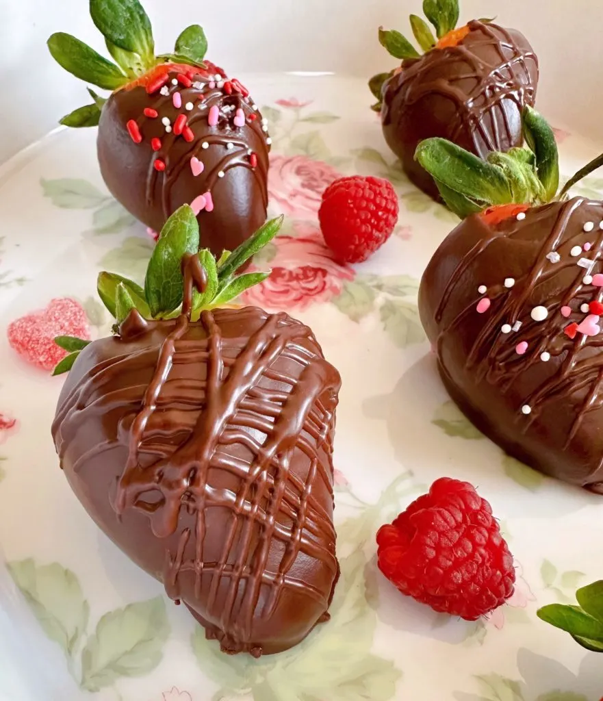 Dipped berries with sprinkles.