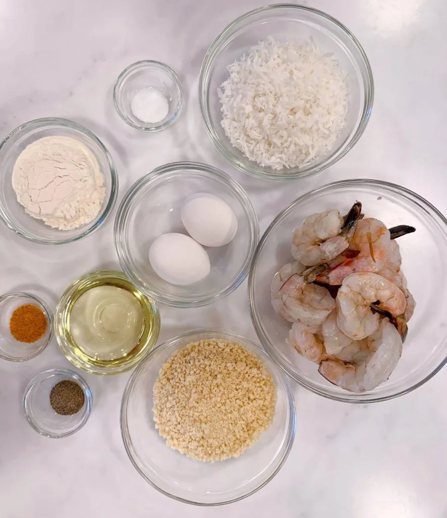 Ingredients for Coconut Shrimp.