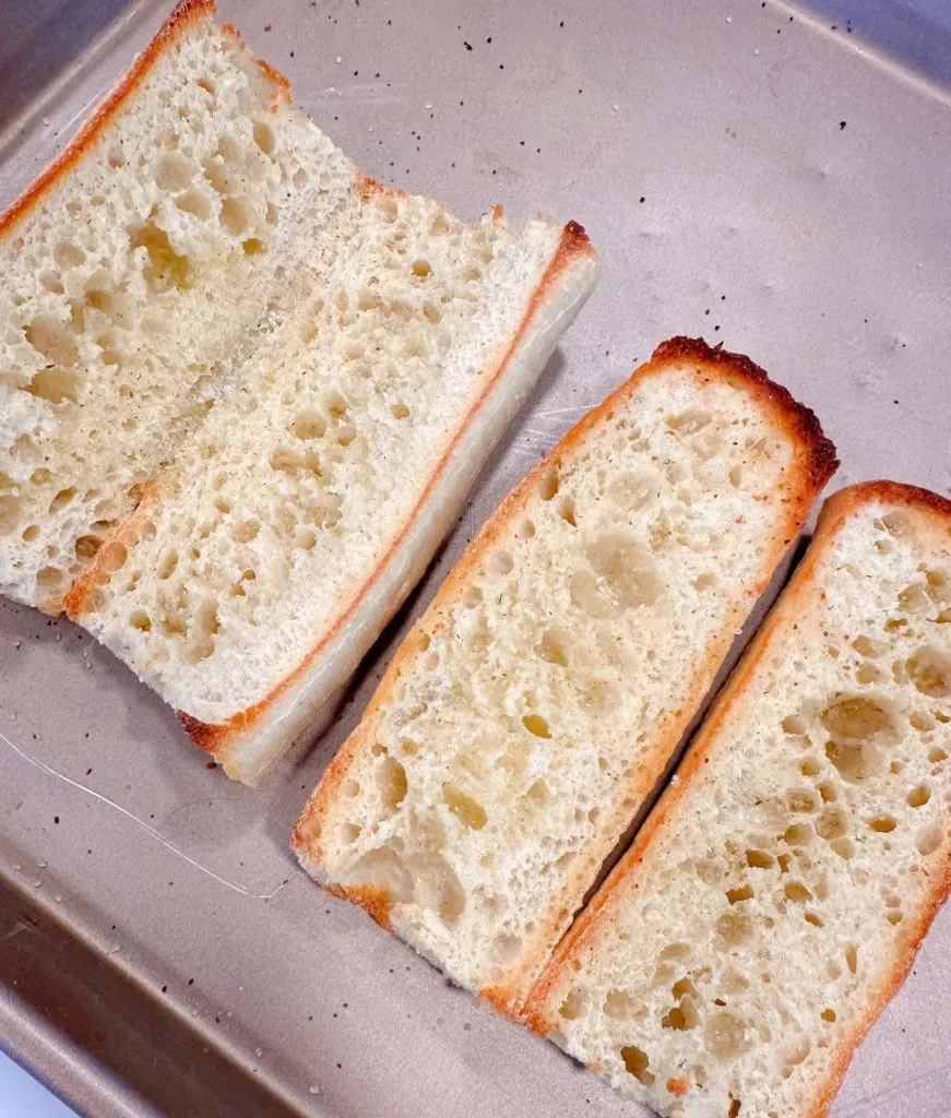 Toasted Baguettes for meatball sub sandwiches.