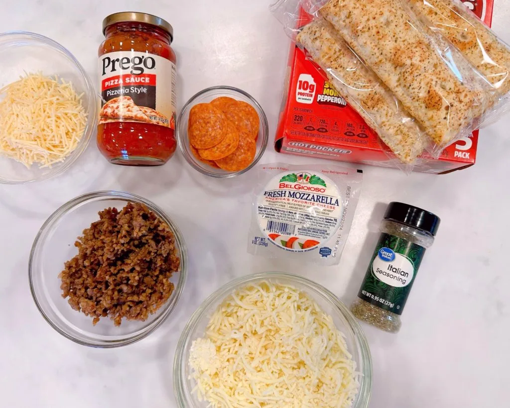 Ingredients for Deep dish Hot Pocket Pizza.